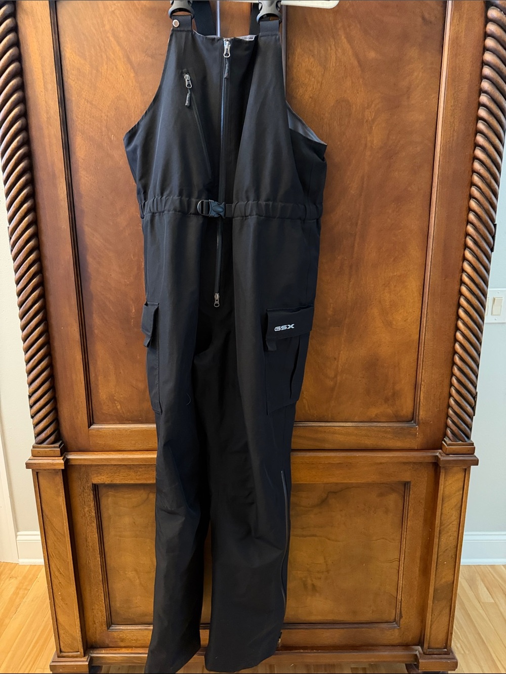 GSX Men's Black Waterproof Bib Overalls with Cargo Pockets